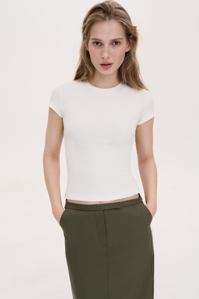 БАЗОВА ТРИКОТАЖНА ФУТБОЛКА У МІЛКИЙ РУБЧИК 1176-2 зображення